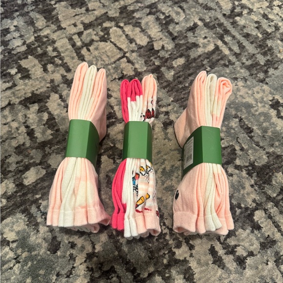 3 pairs Kate Spade Pink and White Crew Socks - Picture 7 of 11